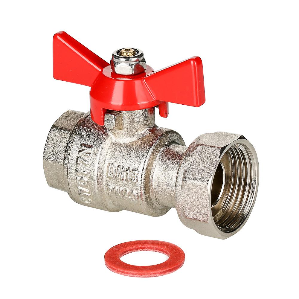 Кран шаровый VT.241.N.0405 1/2х3/4" PN 40, латунный никелированный ...