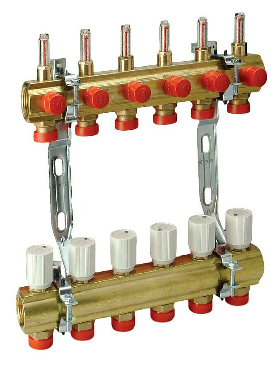 R553FZY046, Сборный коллекторный узел с расходомерами, 1" x 3/4"E /6