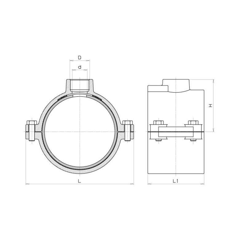 Врезной хомут системы Haku PN 16 5250 225-1 1/4"