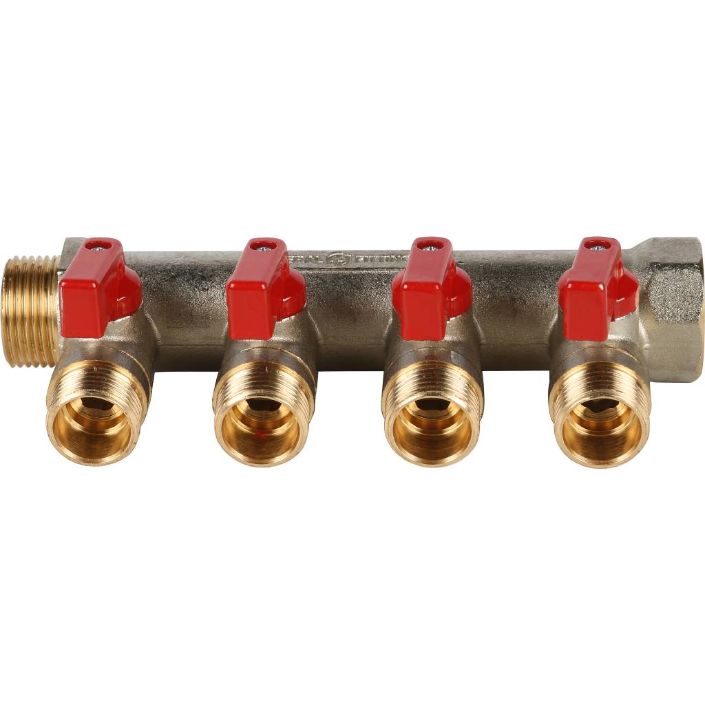 SMB 6200 341204 STOUT Коллектор с шаровыми кранами 3/4", 4 отвода 1...