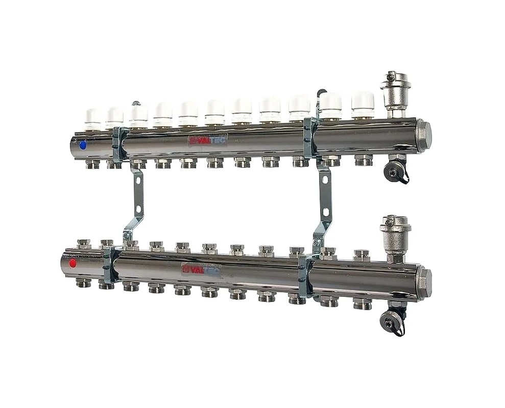 Коллекторный блок с регул. и баланс. клап., 1"х11 вых. Евроконус 3/4"