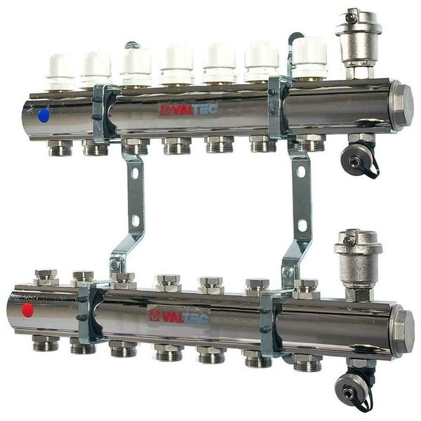 Коллекторный блок с регул. и баланс. клап., 1"х7 вых. Евроконус 3/4"