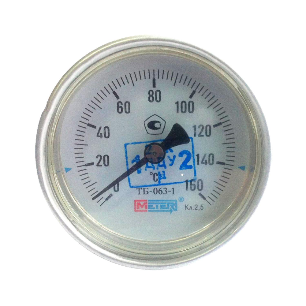 Термометр биметалл ТБ63 160С Дк63 L=100 G1/2" осевой Метер
