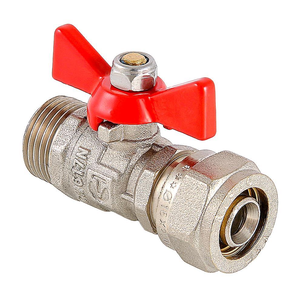 Кран шаровый Valtec VT.341.N.1604 16х1/2" нр, латунный с обжимным с...
