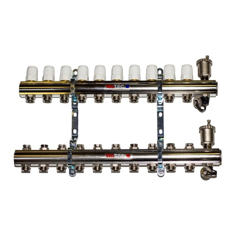 Коллекторный блок с регул. и баланс. клап., 1"х10 вых. Евроконус 3/4"