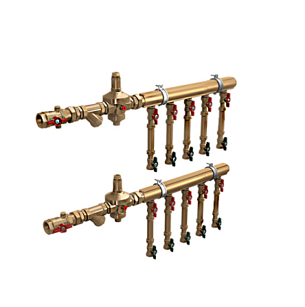 GE550Y365, Узел коллекторный водоснабжения этажный, 1" x 3/4" / 5 зон