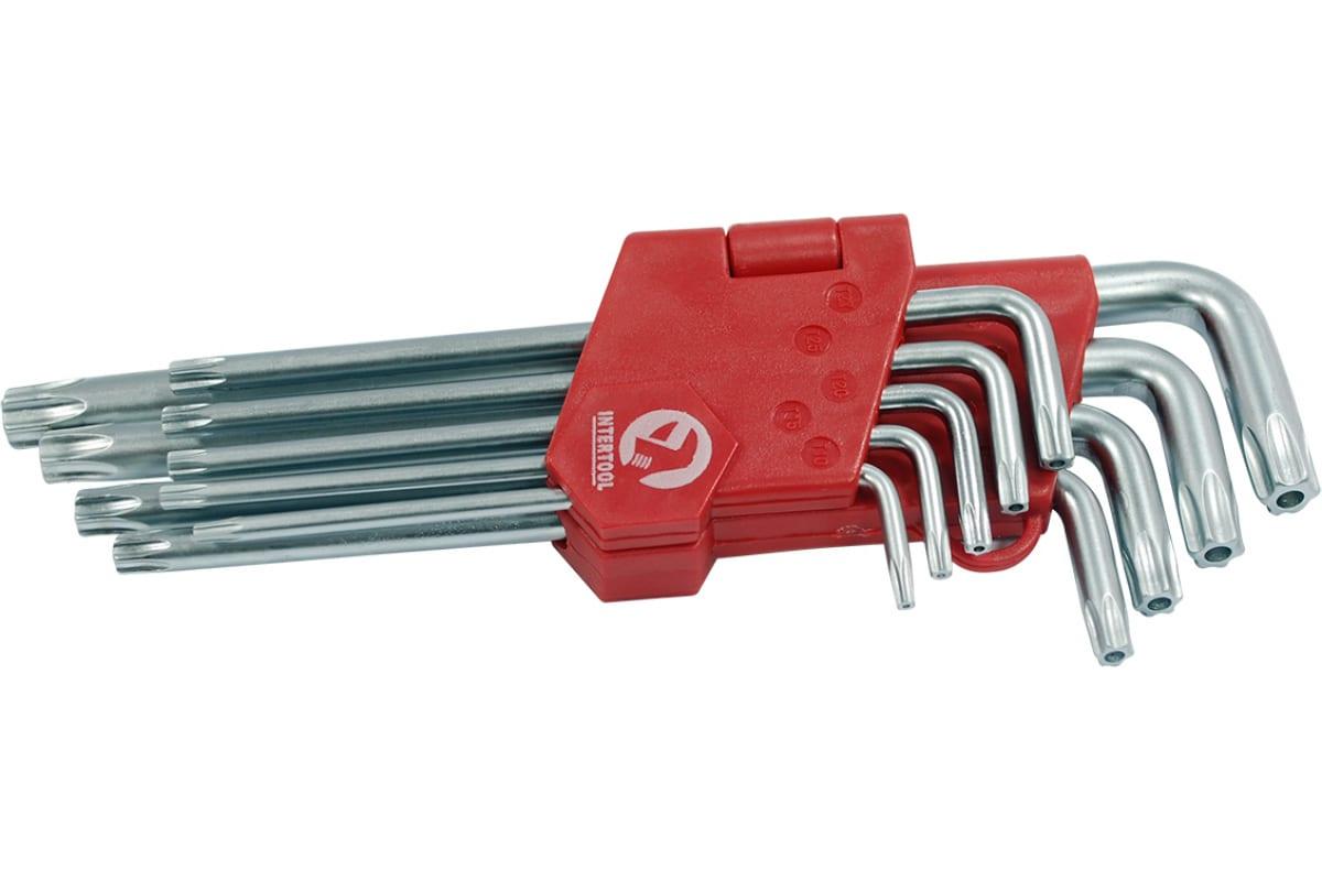 Набор Г-образных ключей TORX с отверстием 9шт, Т10-Т50, Cr-V, Big