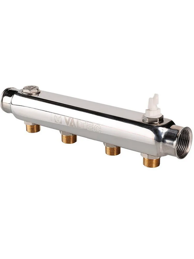 Коллектор из нерж. стали, с м-о расст вых. 100мм, 1"х 4 вых. 1/2" нар