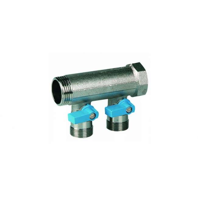 Коллектор 3/4" с синими шар.кранами, 3/4"НР под евроконус, 3/4" -...