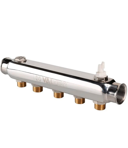 Коллектор из нерж. стали, с м-о расст вых. 100мм, 1"х 5 вых. 1/2" нар