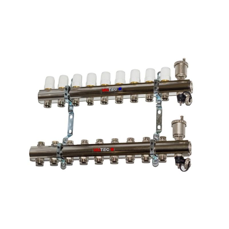 Коллекторный блок с регул. и баланс. клап., 1"х9 вых. Евроконус 3/4"