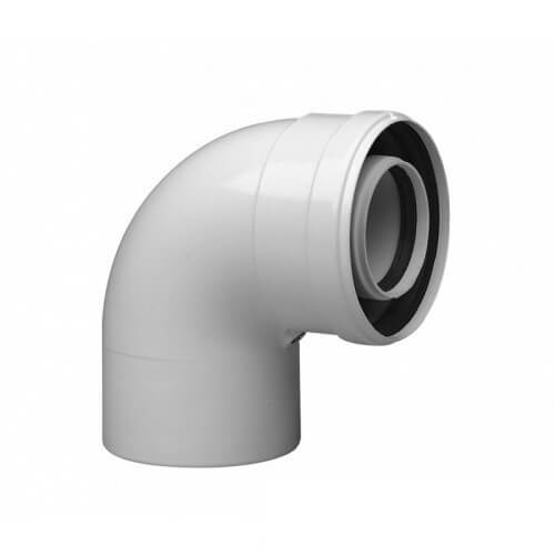 Уголок 90° для газоотвода 60/100, алюминий крашеный Для котлов Рысь, Ягуар