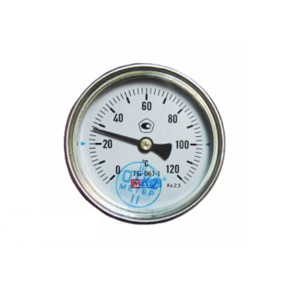 Термометр биметалл ТБ-080-1 60С Дк80 L=40 G1/2" осевой Метер