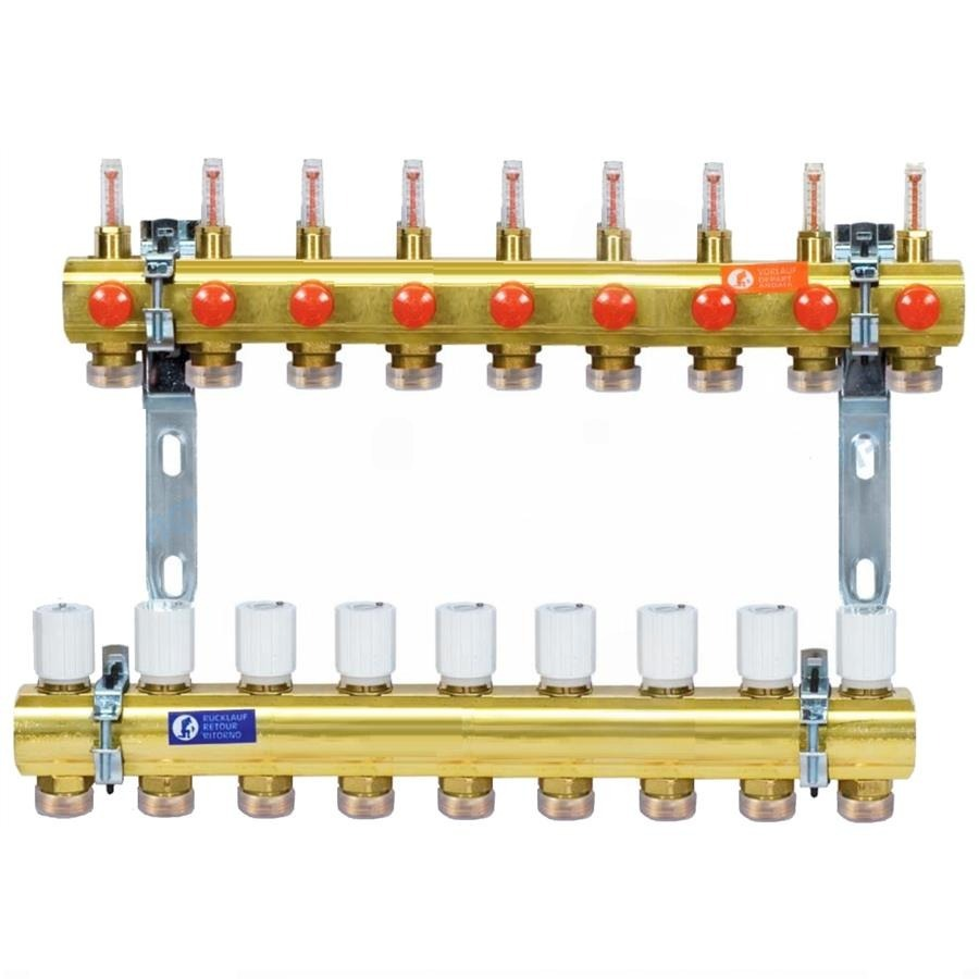 R553FZY049, Сборный коллекторный узел с расходомерами, 1" x 3/4"E /9