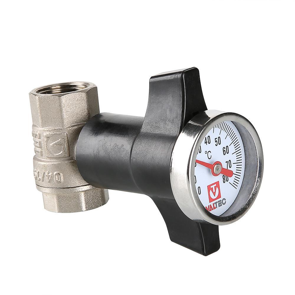 Кран шаровый с термометром Valtec VT.808.N.04 1/2 DN 15 PN 40, лату...