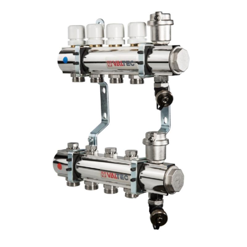 Коллекторный блок с регул. и баланс. клап., 1"х4 вых. Евроконус 3/4"