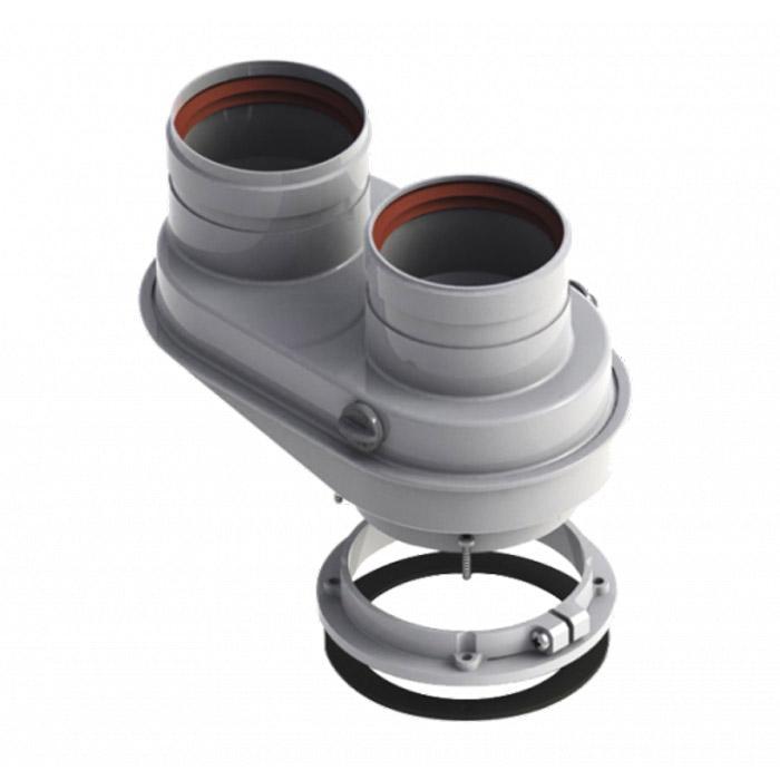 Адаптер дымохода двухканальный Æ80-80, алюминий крашеный Для ...