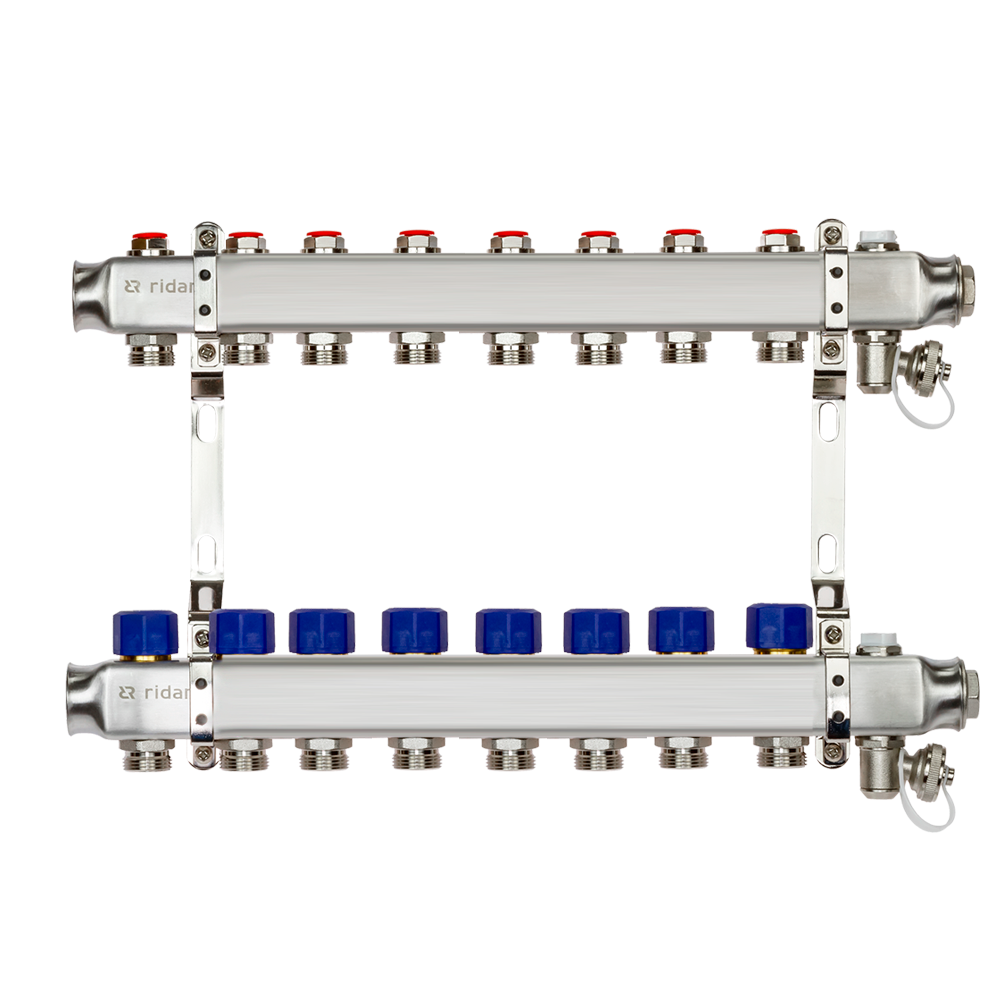 Комплект коллекторов SSM-8R set с кронштейнами, 8 контуров