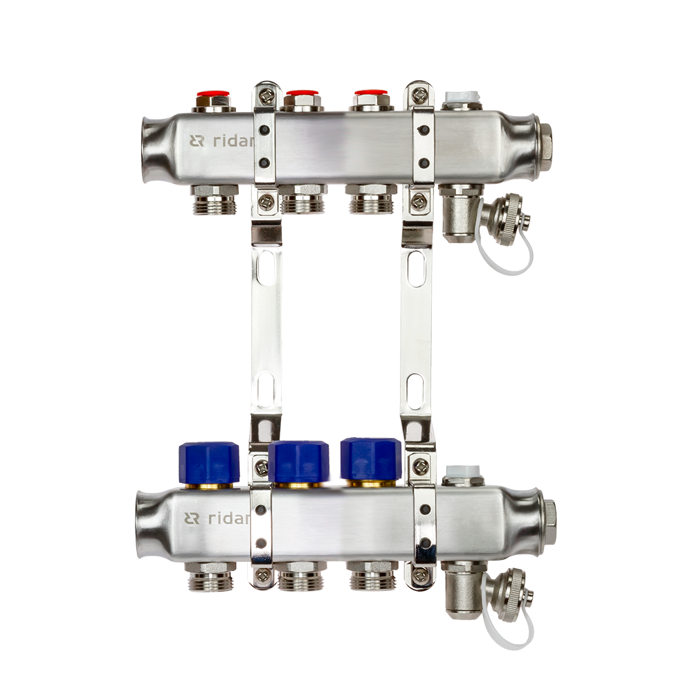 Комплект коллекторов на 3 контура Ридан SSM-3R set с кронштейнами, ...
