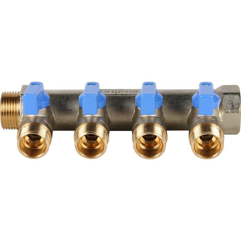 SMB 6201 341204 STOUT Коллектор с шаровыми кранами 3/4", 4 отвода 1...