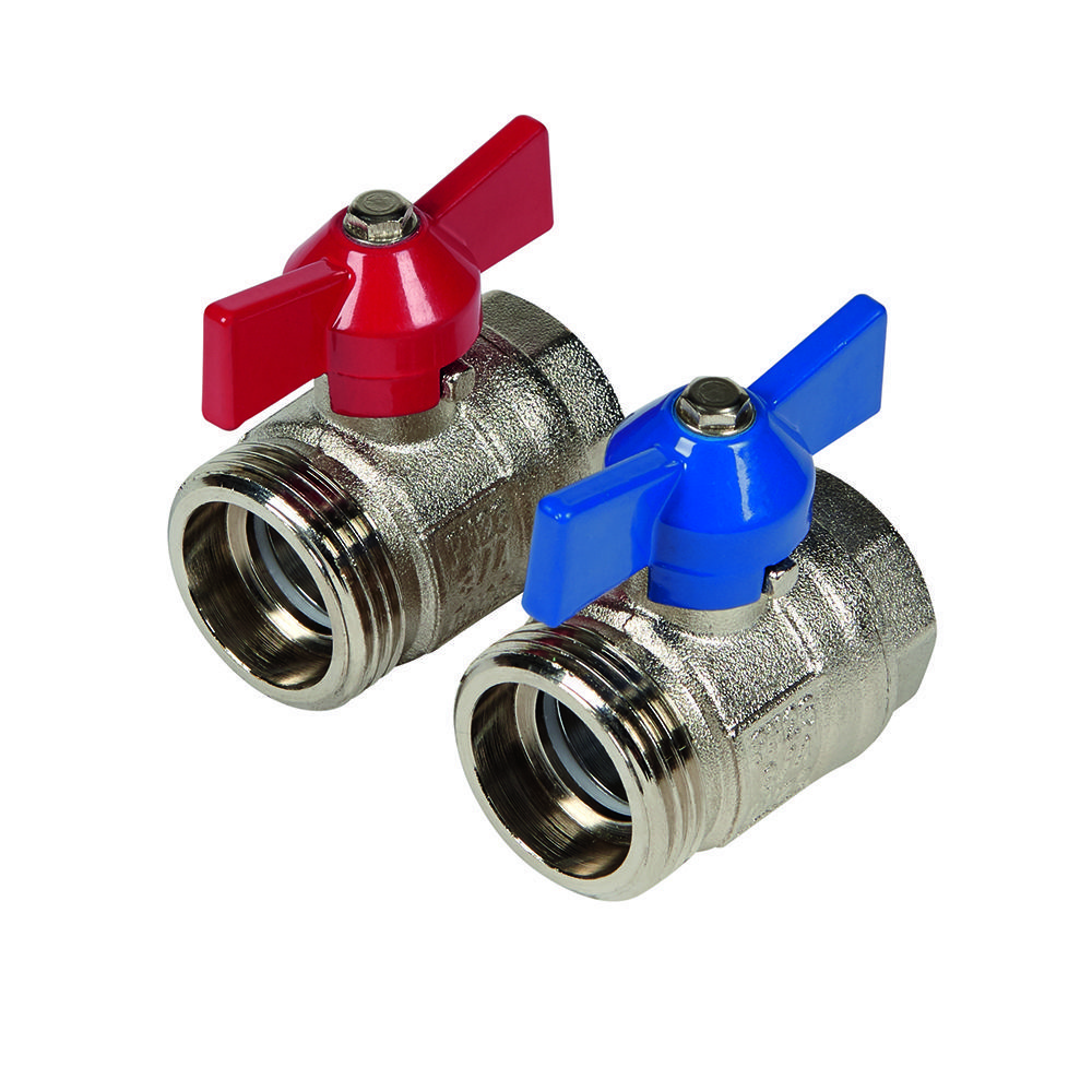 Комплект кранов шаровых HENCO с уплотнением, никелированный, 1" x 1...