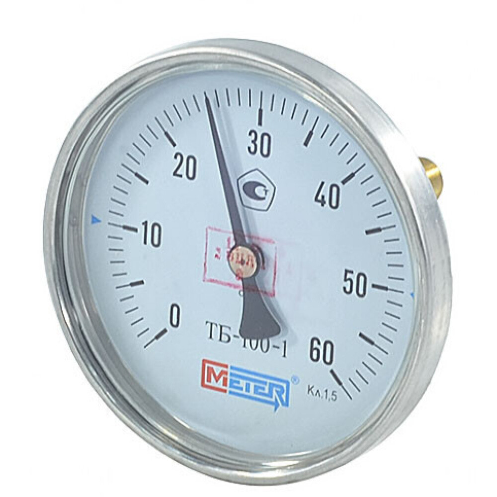 Термометр биметалл ТБ-100-1 60С Дк100 L=60 G1/2" осевой Метер
