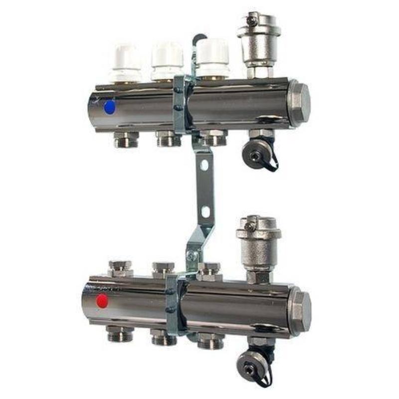 Коллекторный блок с регул. и баланс. клап., 1"х3 вых. Евроконус 3/4"