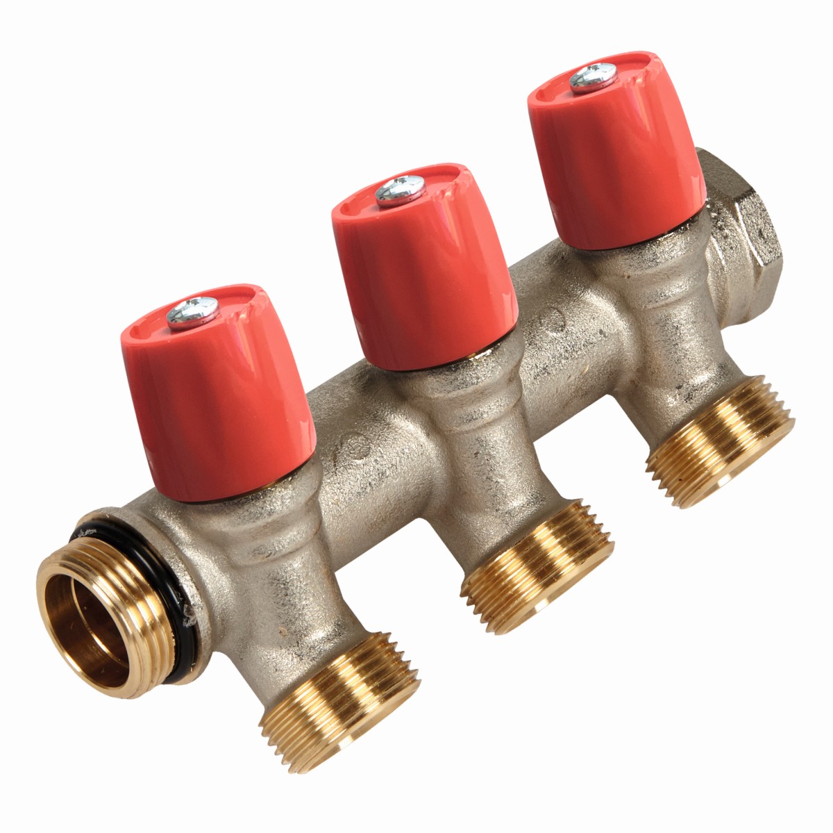 Коллектор VBS с красными вент., 3/4"НР под евроконус, 3/4" - 3xEK