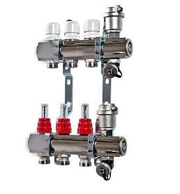 Коллекторный блок VALTEC VTc.586.EMNX, 1"х3 вых. Евроконус 3/4...