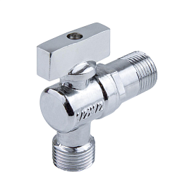 КРАН ШАРОВОЙ ЛАТУНЬ БЫТОВОЙ ХРОМ УГЛОВОЙ 1041 G1/2х3/4" РУ10 Н...