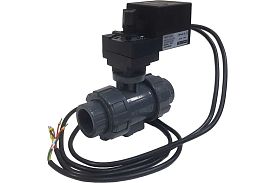Двухходовой шаровый кран TECHNO 2025PVC-04DF/230V DN25 из ПВХ, элек...