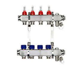 Комплект коллекторов SSM-4RF set с расходомерами и кронштейнами, 4 контура