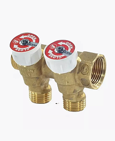 R585CY062, Сантехнический коллектор с вентилями, 3/4" x 1/2"E /2