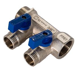 Коллектор 2 вых. шар.кран н/р 3/4"х1/2" СТМ