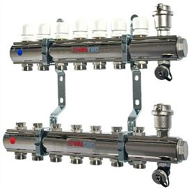 Коллекторный блок с регул. и баланс. клап., 1"х7 вых. Евроконус 3/4"