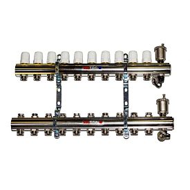 Коллекторный блок с регул. и баланс. клап., 1"х10 вых. Евроконус 3/4"