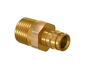 USYSTEMS штуцер с наружной резьбой латунный для труб PE-Xa 20-R1/2"НР, тип 2 '90Ф