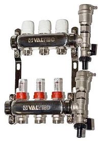 Коллекторный блок VALTEC VTc.579.EMNX, 1"х3 вых. Евроконус 3/4...