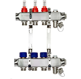 Комплект коллекторов SSM-3RF set с расходомерами и кронштейнами, 3 контура