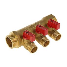 Коллектор лат шар/к красн 3/4" м/р 3в 1/2" н/р 35мм Aquasfera 9026-02