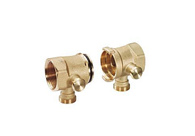 R53STY106, Два крайних элемента коллектора отсечным клапаном, 1" x 3/4"E x DN32