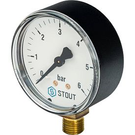 SIM-0010-630608 STOUT Манометр радиальный. Корпус Dn 63 мм 1/4"...