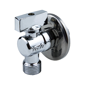 КРАН ШАРОВОЙ ЛАТУНЬ БЫТОВОЙ ХРОМ УГЛОВОЙ 1042 G1/2х3/4" РУ10 Н...