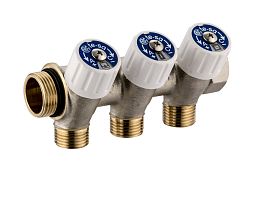 USYSTEMS коллектор SH 1" с вентилями НР/ВР 3x1/2"НР, ц/ц 38мм '5И