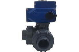 Трехходовой ПВХ шаровый кран TECHNO 3050PVC-NP50DF230V DN50, электр...