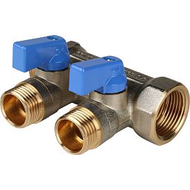 SMB 6201 341202 STOUT Коллектор с шаровыми кранами 3/4", 2 отв...