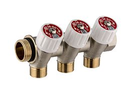 USYSTEMS коллектор SH 1" с вентилями НР/ВР 3x3/4"НР Евроконус, ц/ц 50мм '3И