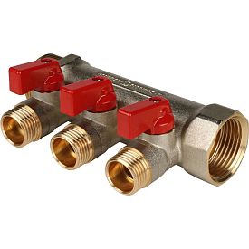 SMB 6200 011203 STOUT Коллектор с шаровыми кранами 1", 3 отвод...