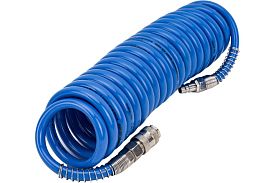 Шланг спиральный полиуретановый 8*12 мм, 5м с быстроразъемными соединениями