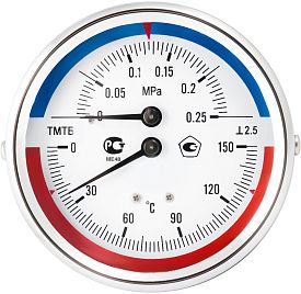 Термоманометр ТМТБ-41T Dy 100 с задн. подкл., 1/2", 6 бар 0-12...